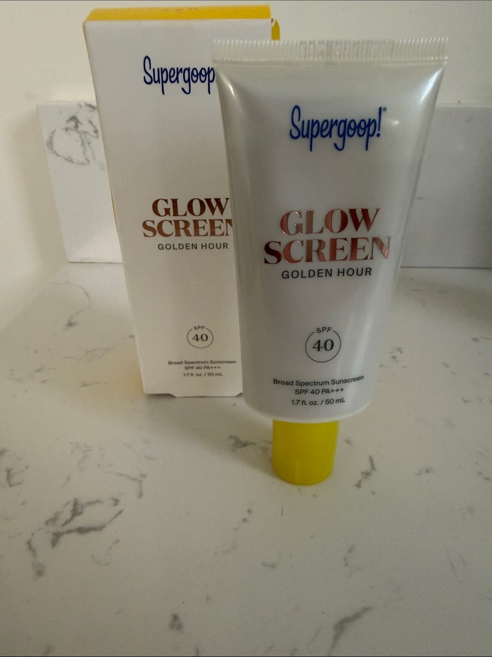 Supergoop! Glow Screen Golden Hour Primer — White & Yellow Accents